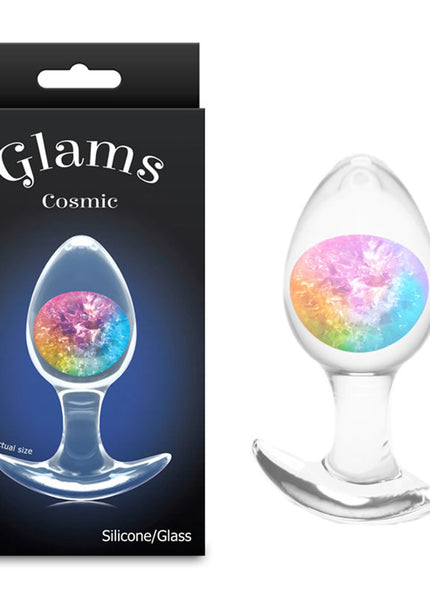 Glams Cosmic - Medium - Rainbow - Clear/Rainbow 9.5 cm Small Butt Plug