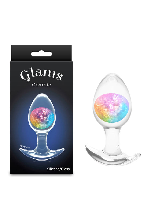 Glams Cosmic - Medium - Rainbow - Clear/Rainbow 9.5 cm Small Butt Plug