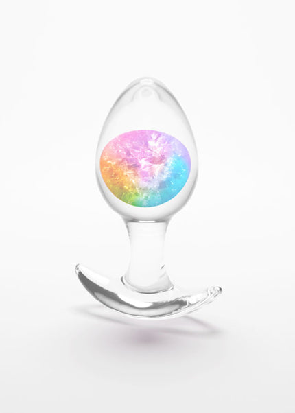 Glams Cosmic - Medium - Rainbow - Clear/Rainbow 9.5 cm Small Butt Plug