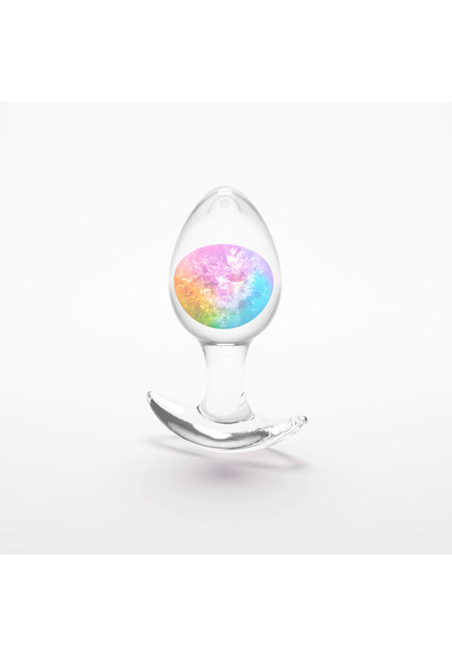 Glams Cosmic - Medium - Rainbow - Clear/Rainbow 9.5 cm Small Butt Plug