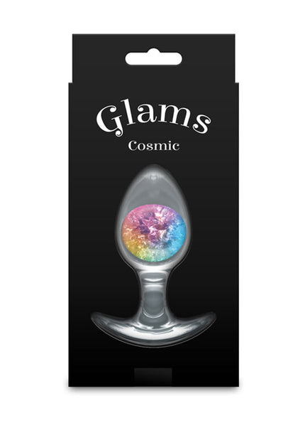 Glams Cosmic - Medium - Rainbow - Clear/Rainbow 9.5 cm Small Butt Plug