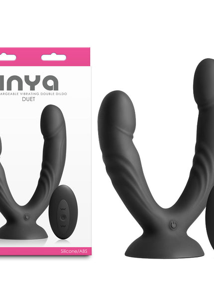 INYA Duet - Black - Black USB Rechargeable Vibrating Double Dildo with Wireless Remote