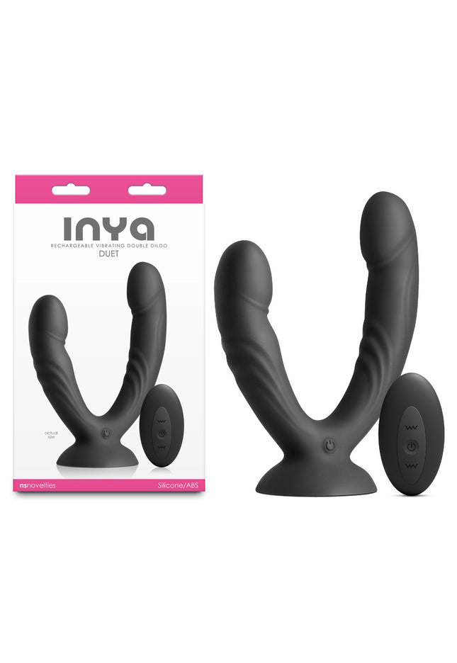INYA Duet - Black - Black USB Rechargeable Vibrating Double Dildo with Wireless Remote