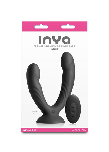 INYA Duet - Black - Black USB Rechargeable Vibrating Double Dildo with Wireless Remote