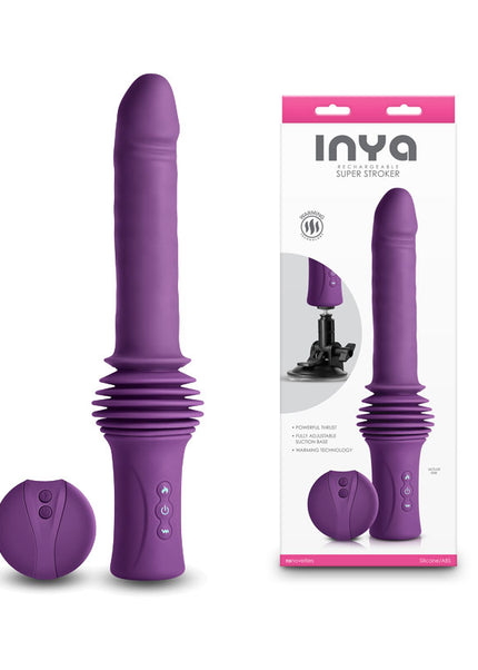 INYA Super Stroker - Purple - Purple 36.8 cm USB Rechargeable Thrusting Vibrator with Remote Control & Stand