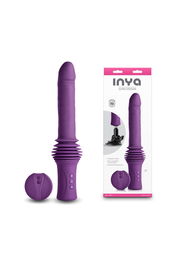 INYA Super Stroker - Purple - Purple 36.8 cm USB Rechargeable Thrusting Vibrator with Remote Control & Stand