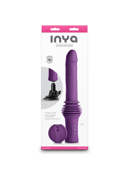 INYA Super Stroker - Purple - Purple 36.8 cm USB Rechargeable Thrusting Vibrator with Remote Control & Stand