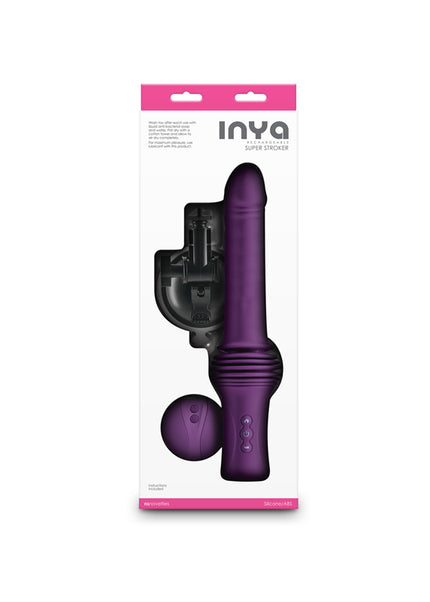 INYA Super Stroker - Purple - Purple 36.8 cm USB Rechargeable Thrusting Vibrator with Remote Control & Stand