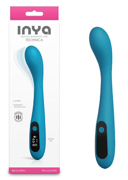 INYA Technica - Teal - Teal 19.2 cm USB Rechargeable Warming Vibrator