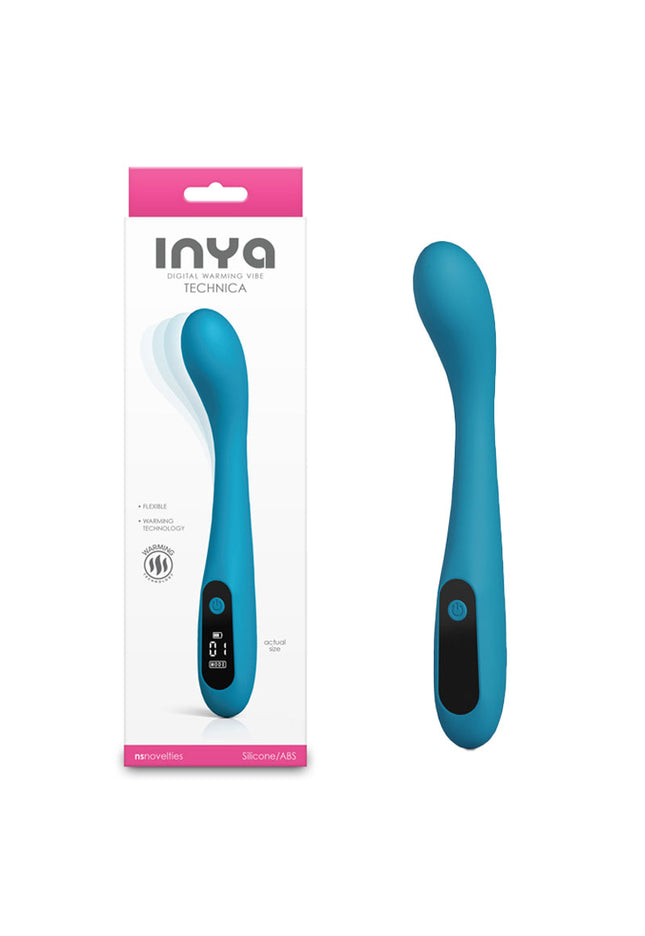 INYA Technica - Teal - Teal 19.2 cm USB Rechargeable Warming Vibrator