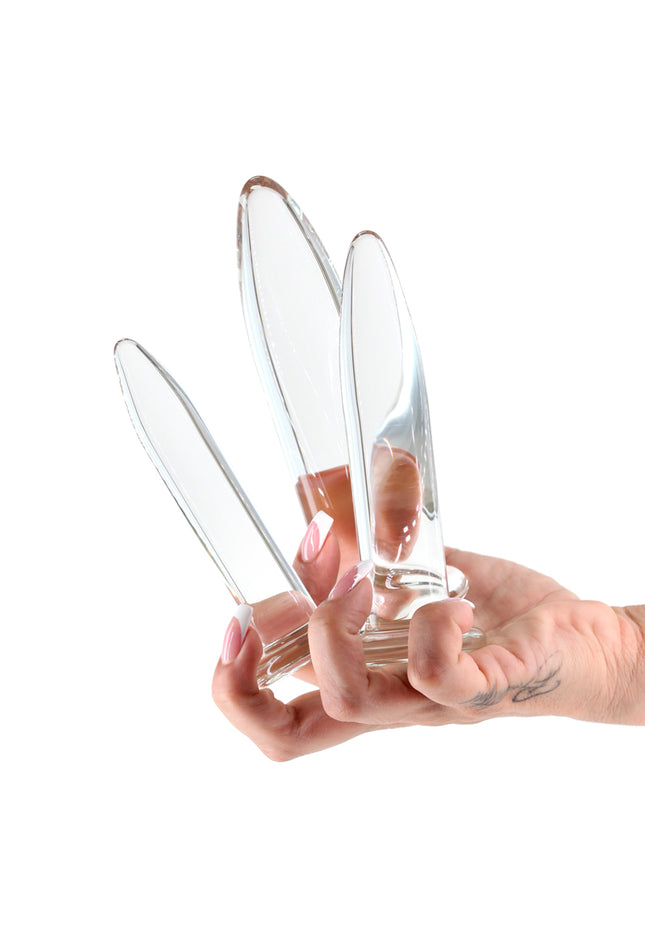Crystal - 3pc Trainer Kit - Clear - Clear Glass Anal Plugs - Set of 3 Sizes