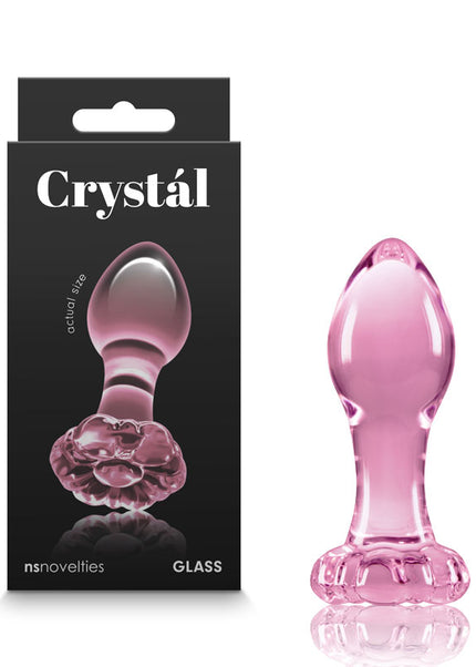 Crystal Flower - Pink - Pink 9 cm Glass Butt Plug