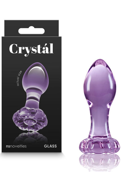 Crystal Flower - Purple - Purple 9 cm Glass Butt Plug