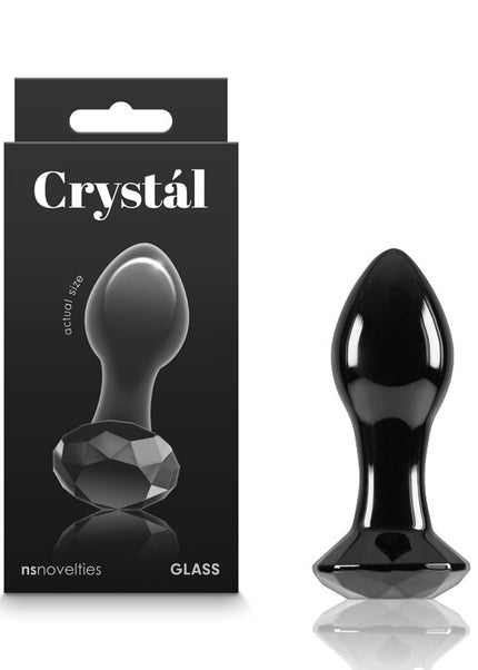 Crystal Gem - Black - Black 9 cm Glass Butt Plug