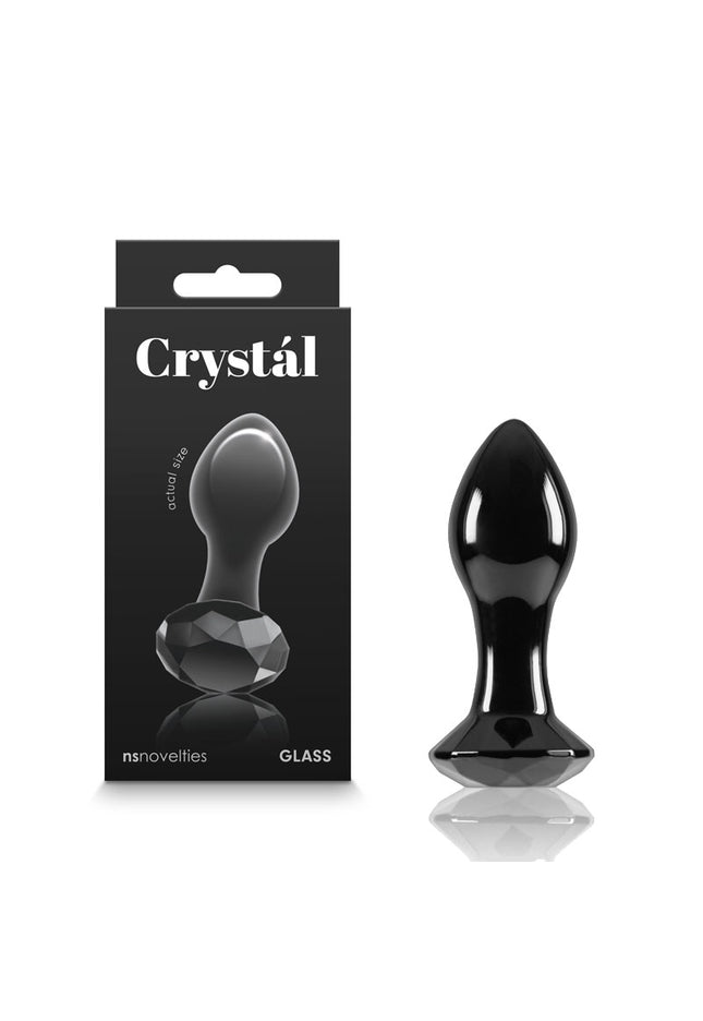 Crystal Gem - Black - Black 9 cm Glass Butt Plug