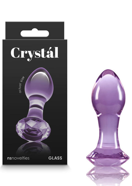 Crystal Gem - Purple - Purple 9 cm Glass Butt Plug