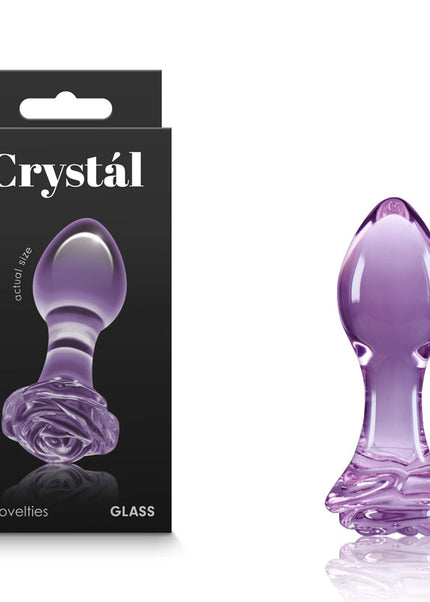 Crystal Rose - Purple - Purple 9 cm Glass Butt Plug