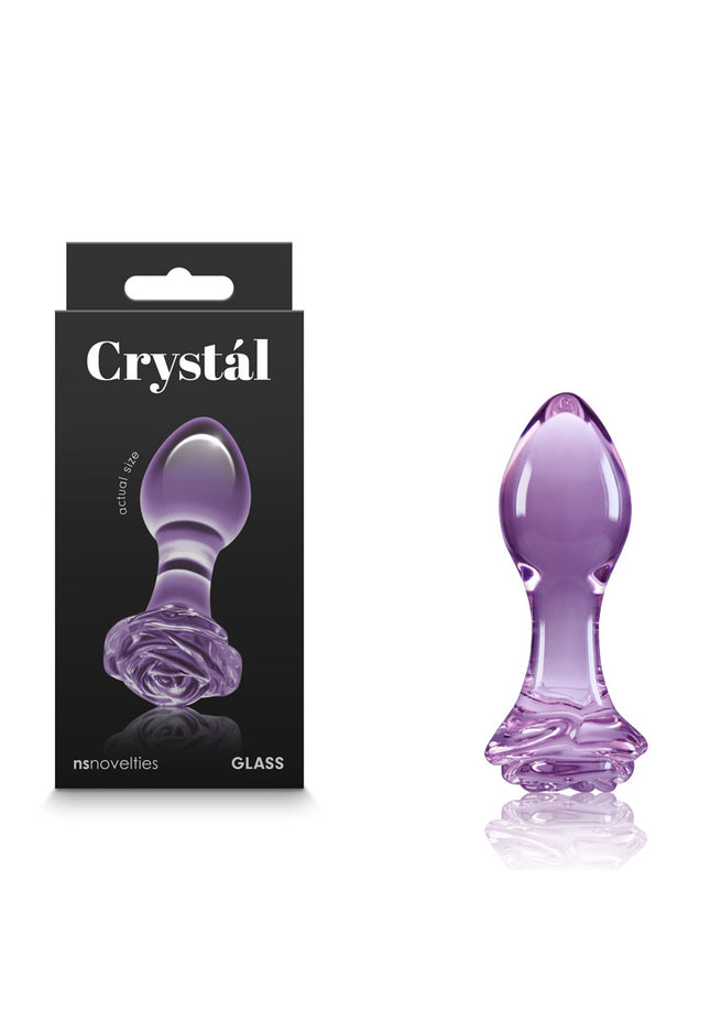 Crystal Rose - Purple - Purple 9 cm Glass Butt Plug