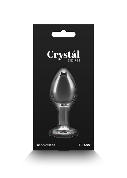 Crystal Desires - Rainbow Gem - Medium - Clear Glass 8.4 cm Butt Plug with Rainbow Gem Base
