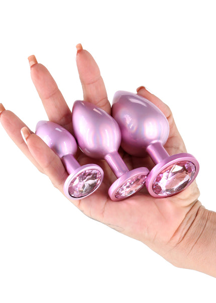 Rear Assets Trainer Kit - Iridescent Pink - Iridescent Pink Metallic Butt Plugs - Set of 3 Sizes
