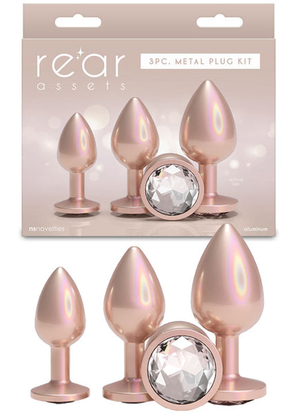 Rear Assets Trainer Kit - Iridescent Champagne - Iridescent Champagne Metallic Butt Plugs - Set of 3 Sizes