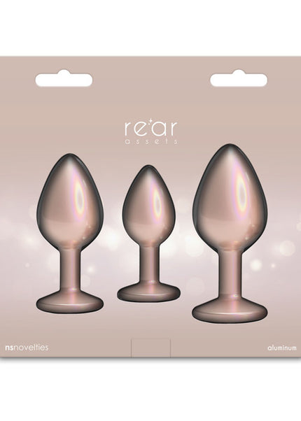 Rear Assets Trainer Kit - Iridescent Champagne - Iridescent Champagne Metallic Butt Plugs - Set of 3 Sizes