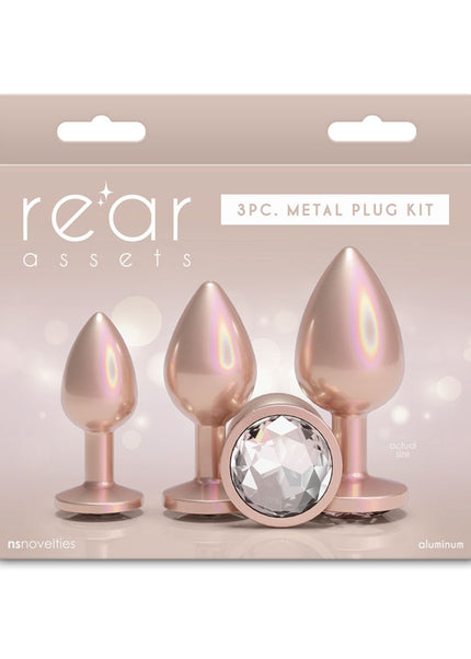 Rear Assets Trainer Kit - Iridescent Champagne - Iridescent Champagne Metallic Butt Plugs - Set of 3 Sizes
