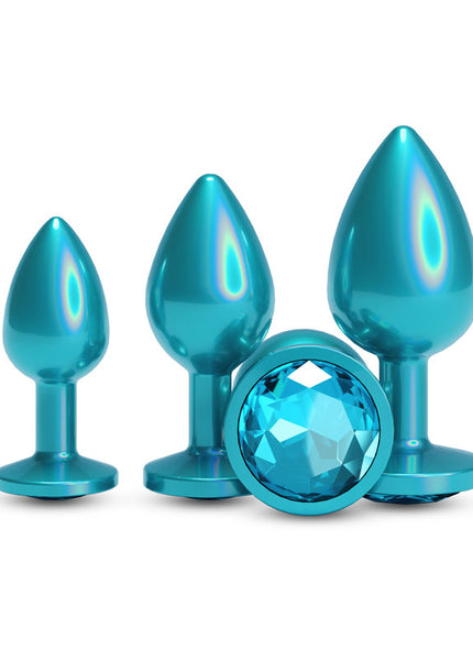 Rear Assets Trainer Kit - Iridescent Teal - Iridescent Teal Metallic Butt Plugs - Set of 3 Sizes