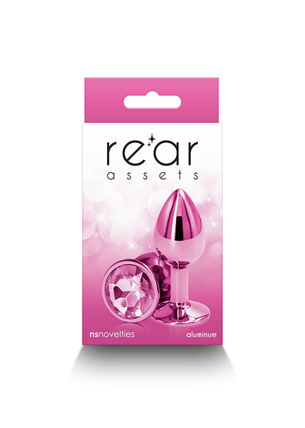 Rear Assets - Small - Pink - Pink 7.1 cm Small Metal Butt Plug with Pink Round Gem Base