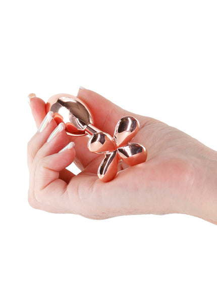 Rear Assets Clover - Rose Gold - Rose Gold 9.2 cm Metallic Butt Plug