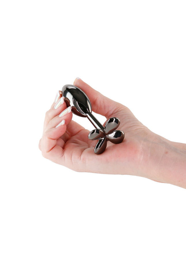 Rear Assets Clover - Gunmetal - Gunmetal 9.2 cm Metallic Butt Plug