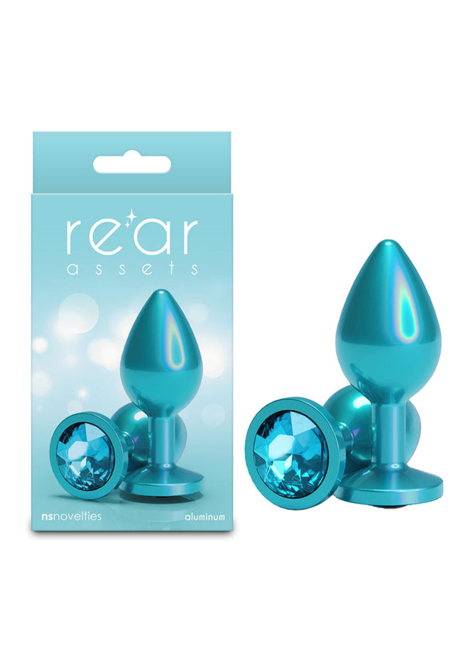 Rear Assets Iridescent - Medium - Teal - Iridescent Teal 8.2 cm Medium Butt Plug