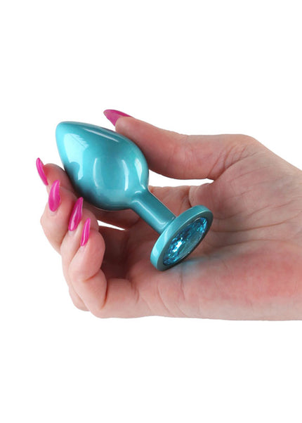 Rear Assets Iridescent - Medium - Teal - Iridescent Teal 8.2 cm Medium Butt Plug