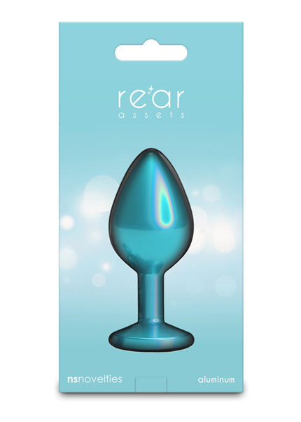 Rear Assets Iridescent - Medium - Teal - Iridescent Teal 8.2 cm Medium Butt Plug