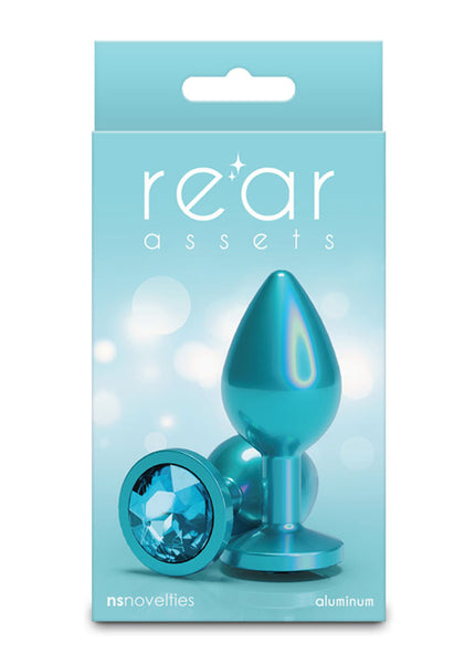 Rear Assets Iridescent - Medium - Teal - Iridescent Teal 8.2 cm Medium Butt Plug