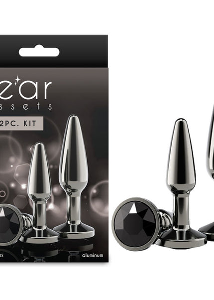 Rear Assets Tapered Trainer Kit - Gunmetal - Gunmetal Grey Metal Butt Plugs - Set of 2 Sizes