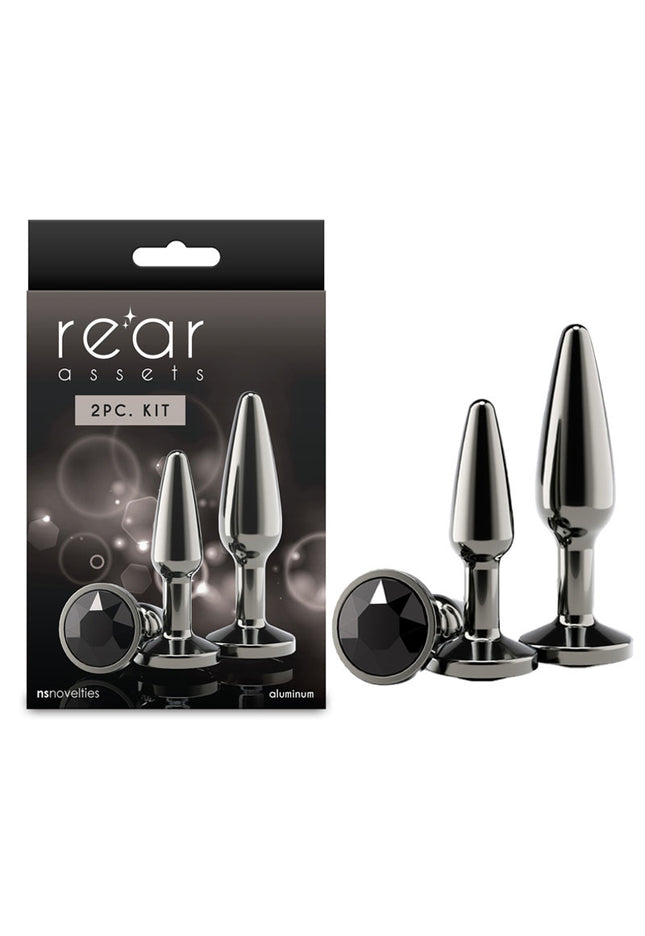 Rear Assets Tapered Trainer Kit - Gunmetal - Gunmetal Grey Metal Butt Plugs - Set of 2 Sizes