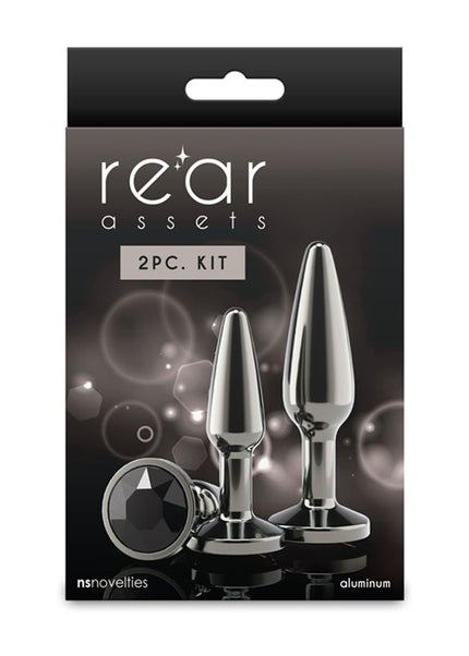 Rear Assets Tapered Trainer Kit - Gunmetal - Gunmetal Grey Metal Butt Plugs - Set of 2 Sizes