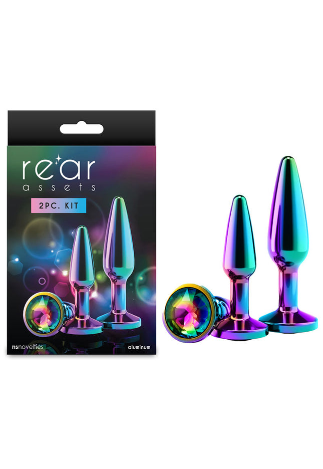 Rear Assets Tapered Trainer Kit - Multicolour - Multicoloured Metal Butt Plugs - Set of 2 Sizes