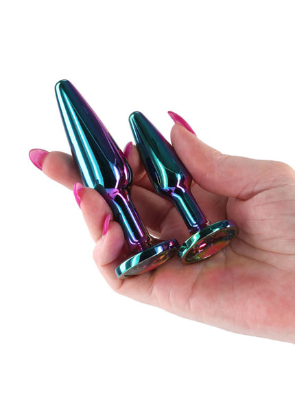 Rear Assets Tapered Trainer Kit - Multicolour - Multicoloured Metal Butt Plugs - Set of 2 Sizes