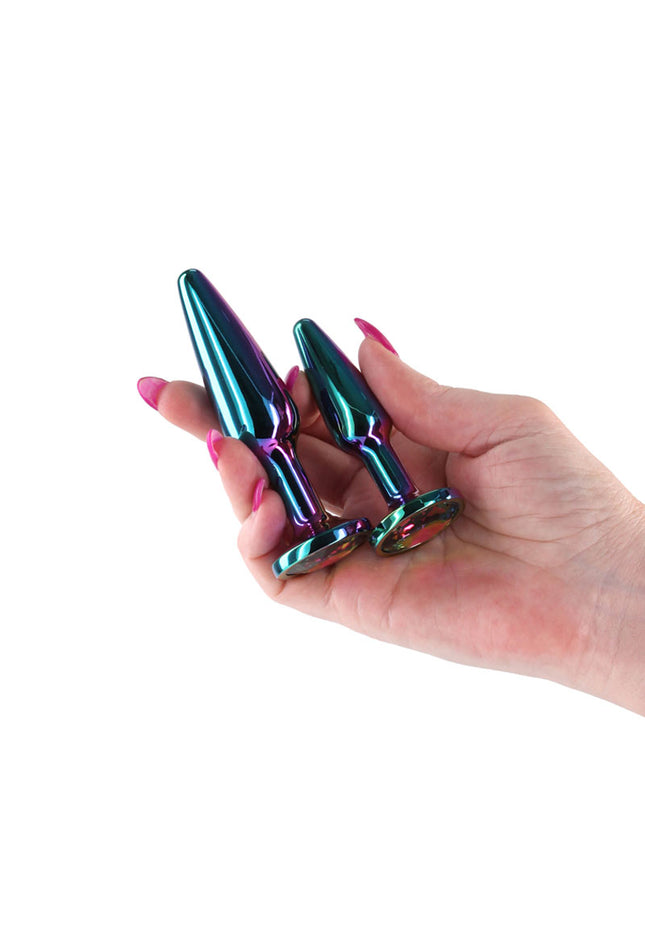 Rear Assets Tapered Trainer Kit - Multicolour - Multicoloured Metal Butt Plugs - Set of 2 Sizes