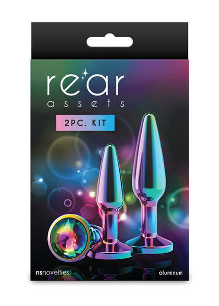 Rear Assets Tapered Trainer Kit - Multicolour - Multicoloured Metal Butt Plugs - Set of 2 Sizes