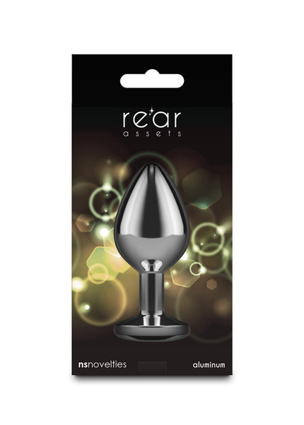Rear Assets Silver - Medium - Yellow Gem - Silver Medium Metal Butt Plug with Yellow Gem Base
