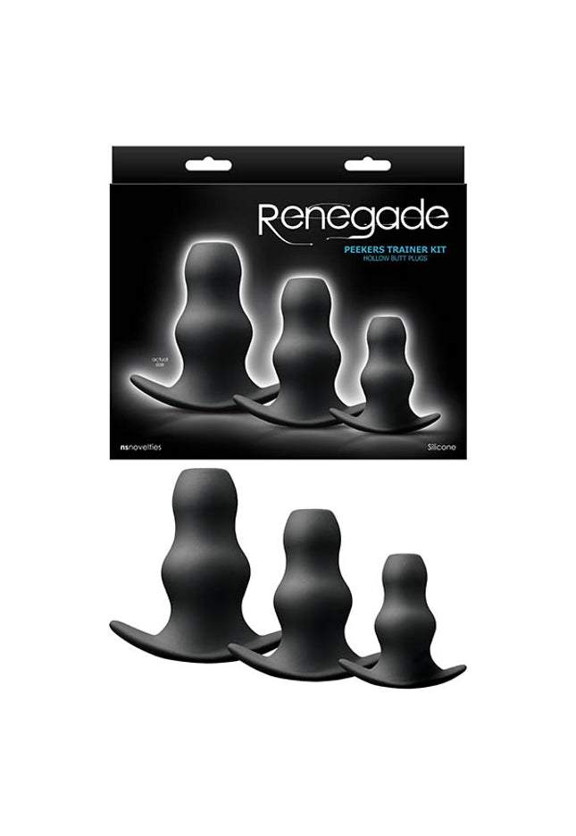 Renegade - Peeker Kit - Black Hollow Butt Plugs - Set of 3 Sizes