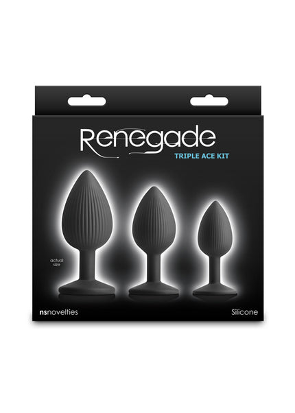 Renegade Triple Ace Kit - Black - Black Butt Plugs - Set of 3 Sizes