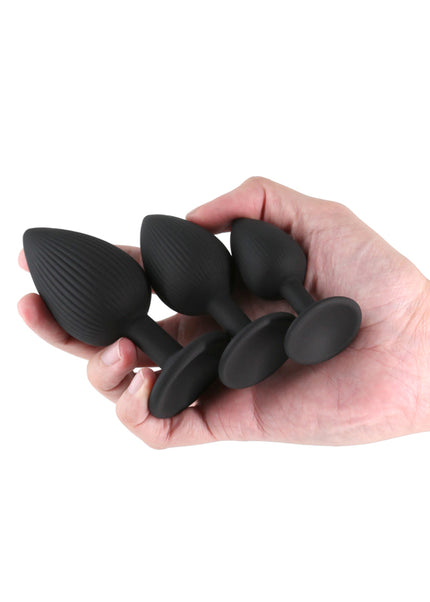 Renegade Triple Ace Kit - Black - Black Butt Plugs - Set of 3 Sizes