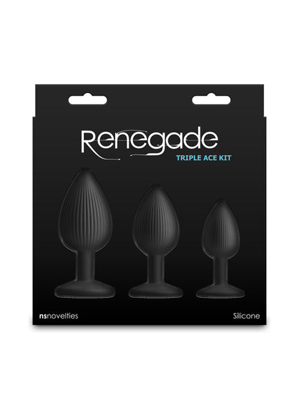 Renegade Triple Ace Kit - Black - Black Butt Plugs - Set of 3 Sizes