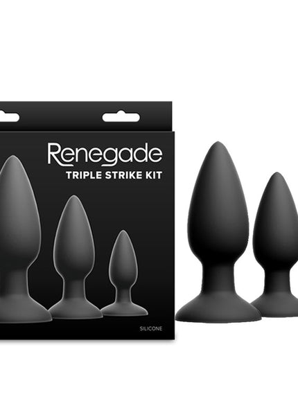 Renegade Triple Strike Kit - Black - Black Butt Plugs - Set of 3 Sizes