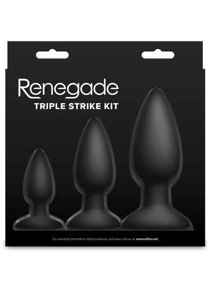 Renegade Triple Strike Kit - Black - Black Butt Plugs - Set of 3 Sizes