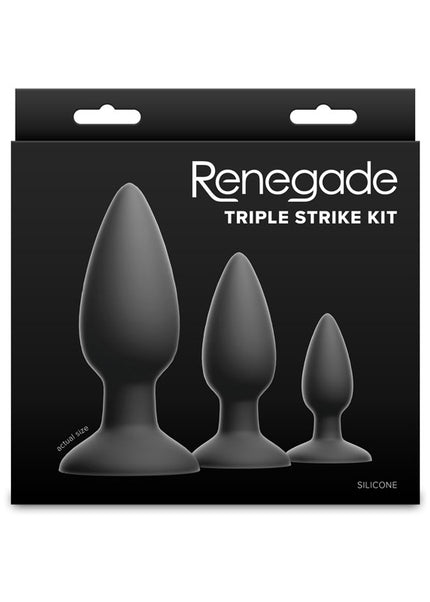 Renegade Triple Strike Kit - Black - Black Butt Plugs - Set of 3 Sizes